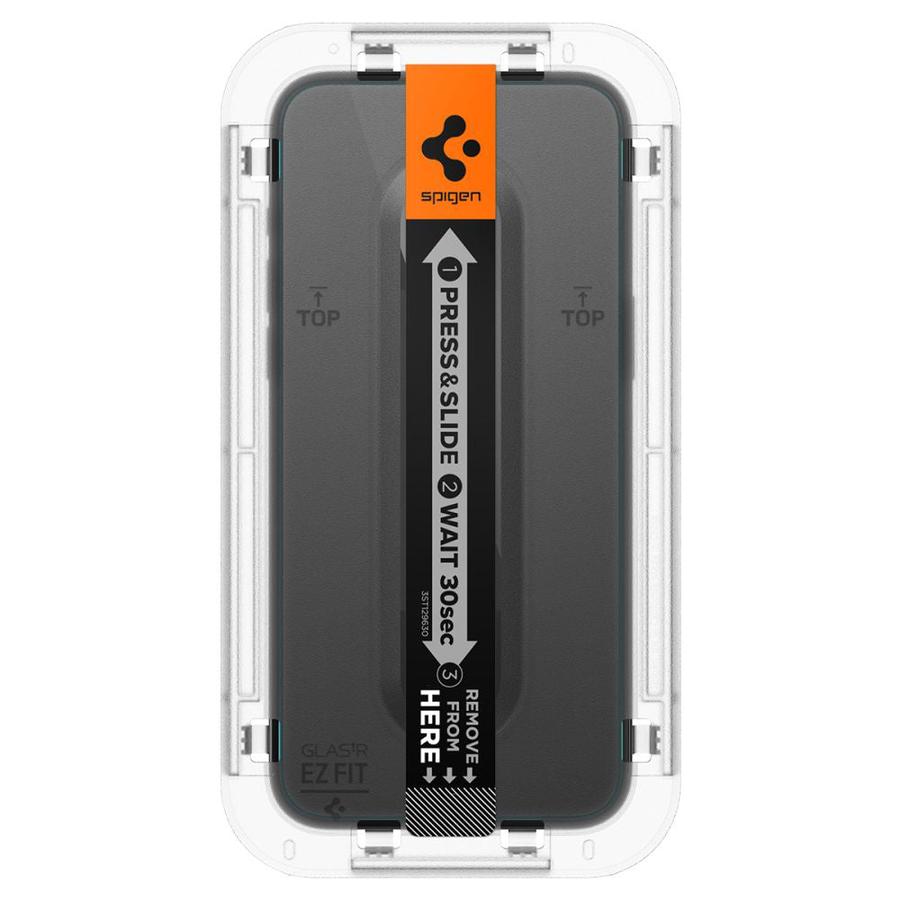 Ochranná fólia na displej Spigen GlastR EZ FIT pre Apple iPhone 15 Pro, tvrdené sklo, plné lepidlo, sada 2 kusy AGL06892