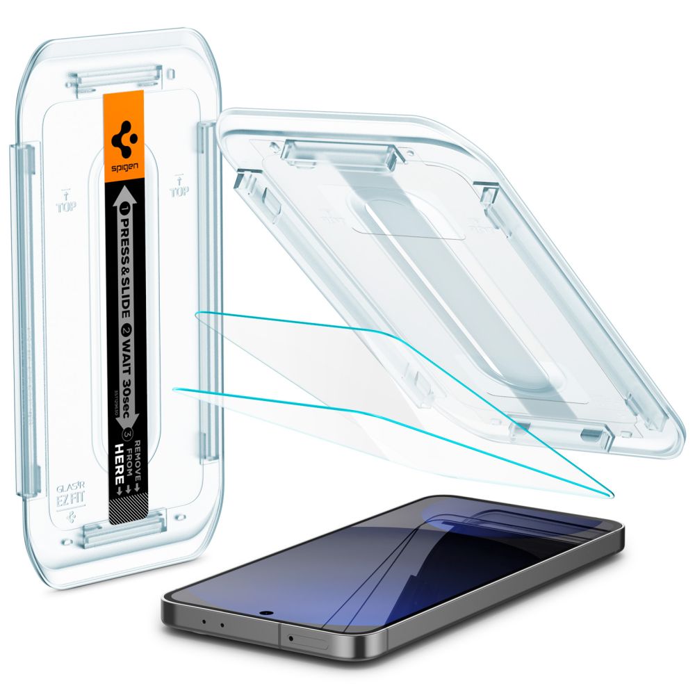 Ochranná fólia na displej Spigen GlastR EZ FIT pre Samsung Galaxy A56 A566 / S24 FE S721, Tvrdené sklo, Plné lepenie, Sada 2 kusy AGL08729
