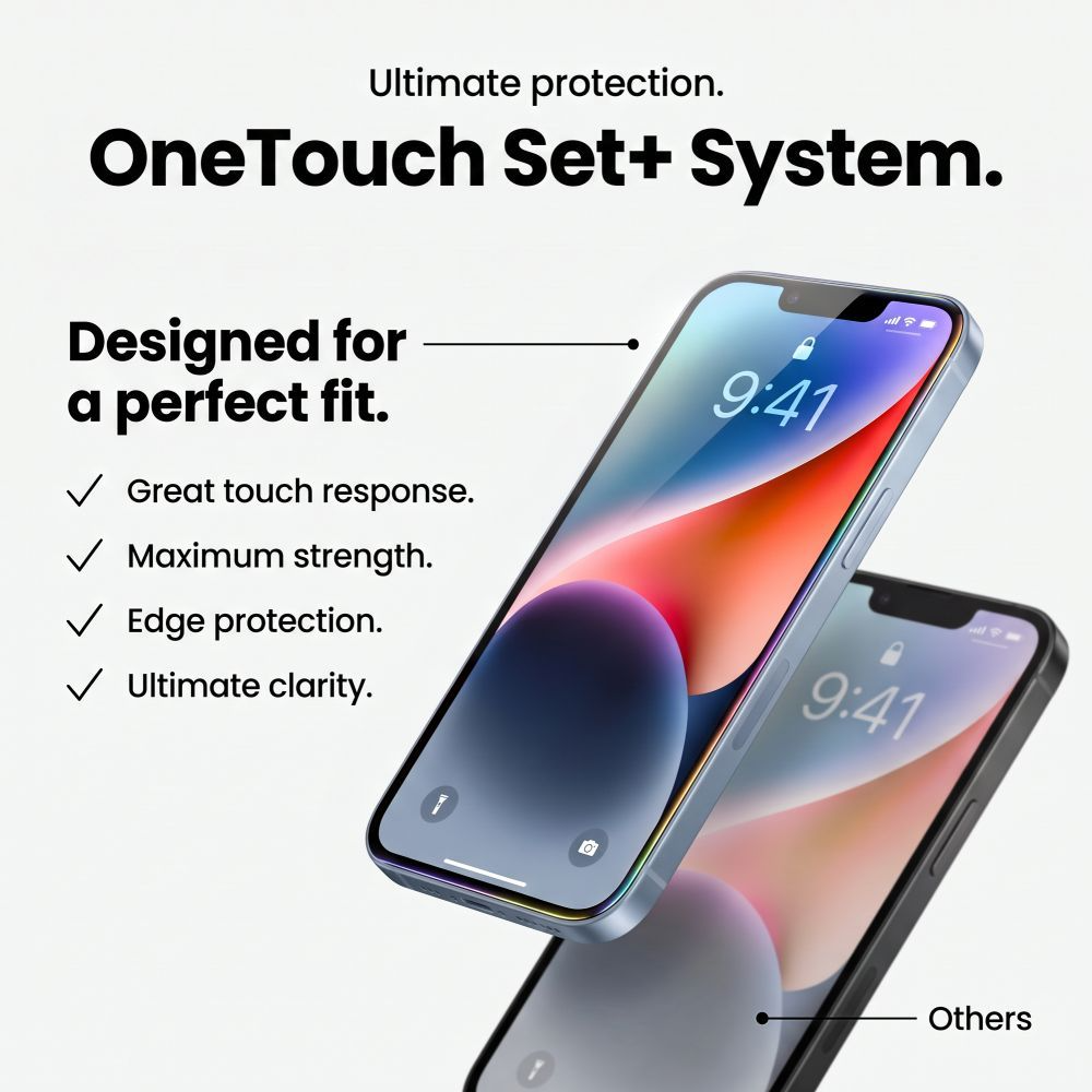 Ochranná fólia na displej Tech-Protect OneTouch pre Apple iPhone 18 Pro / 17 Pro, tvrdené sklo, plné lepidlo, sada 2 kusy, priehľadná