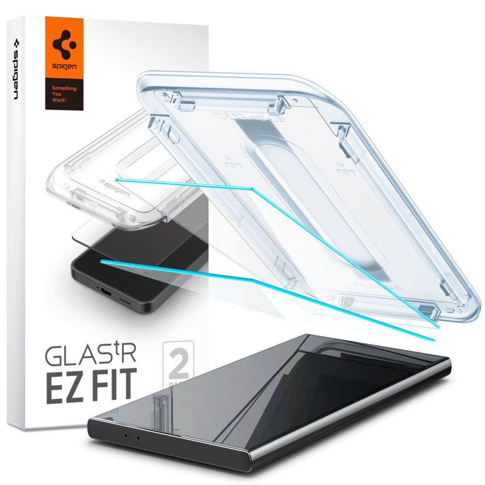 Spigen EZ FIT Screen Protector for Samsung Galaxy S24 Ultra S928, Glass Shielded, Full Glue, Set 2 pieces