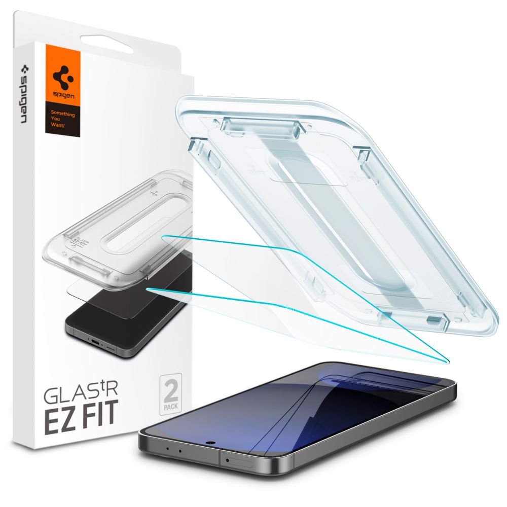 Ochranná fólia na displej Spigen GlastR EZ FIT pre Samsung Galaxy A56 A566 / S24 FE S721, Tvrdené sklo, Plné lepenie, Sada 2 kusy AGL08729