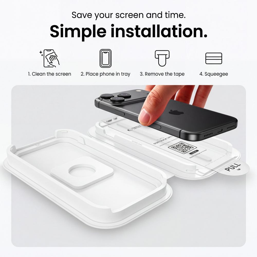 Ochranná fólia na obrazovku Tech-Protect OneTouch pre Apple iPhone 18 Pro Max / 17 Pro Max, tvrdené sklo, plné lepidlo, sada 2 kusy