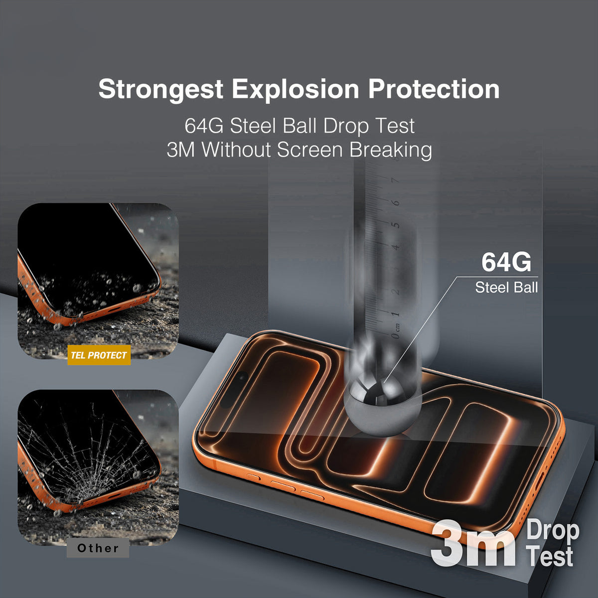 Ochranná fólia na displej Tel Protect 10X HD DLC Diamond Coating pre Apple iPhone 17 / 16 Pro, tvrdené sklo, celoplošné lepenie, čierna