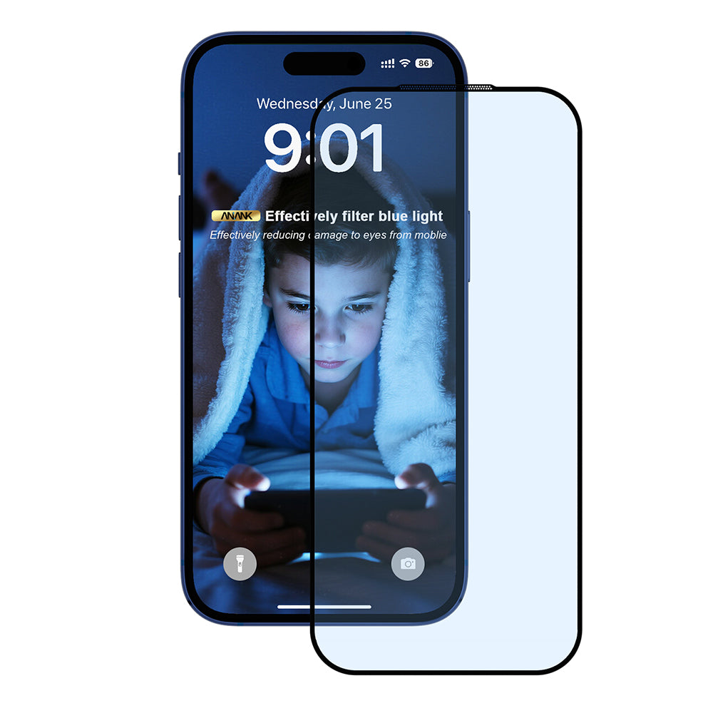 Ochranná fólia na displej Anti Blue Light Anank 5X Reinforced pre Apple iPhone 17 Pro, Tvrdené sklo, Full Glue, 2.5D, Čierna