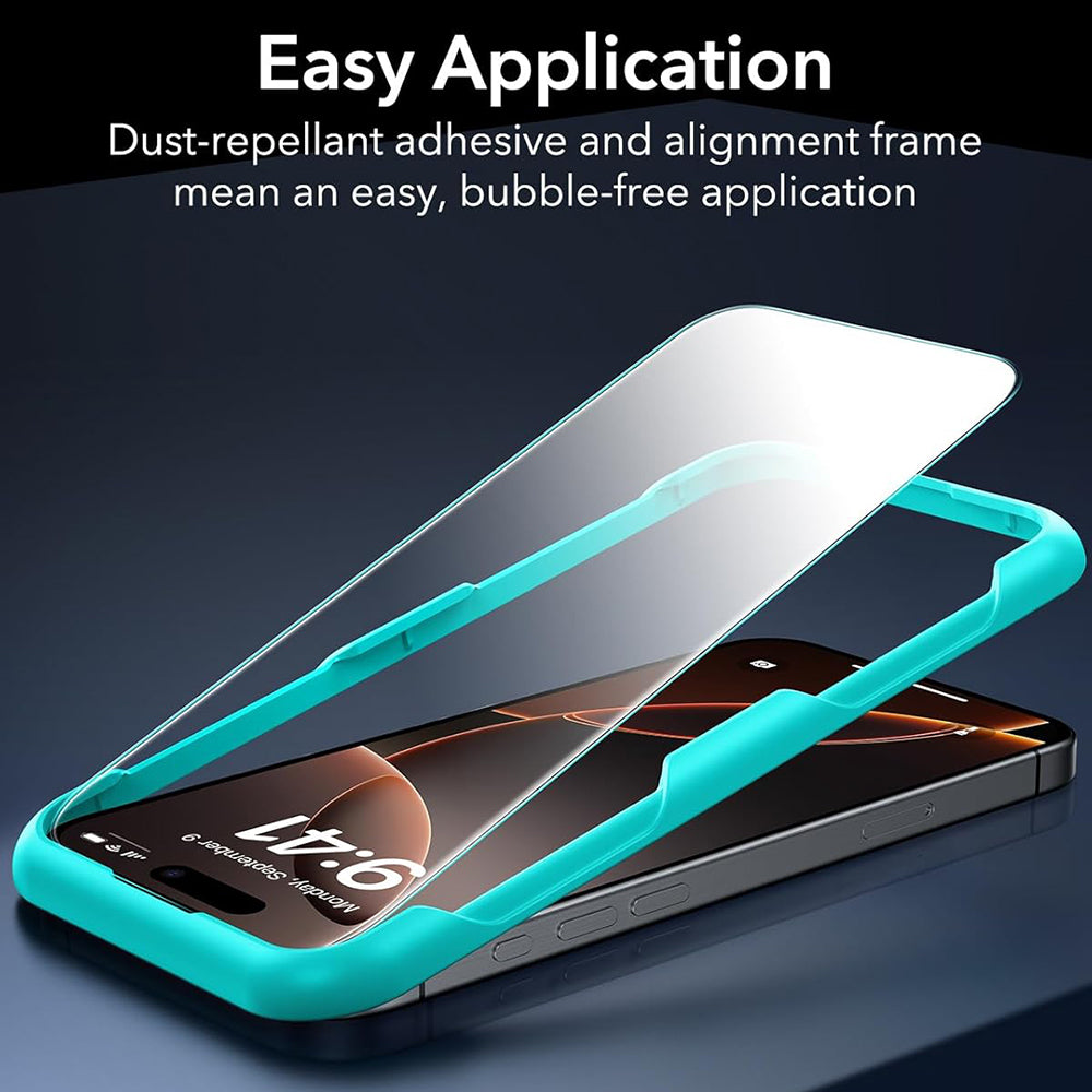 Ochranná fólia ESR na displej pre Apple iPhone 17 / 16 Pro, Tvrdené sklo, Full Glue, Sada 3 kusy, Čierna