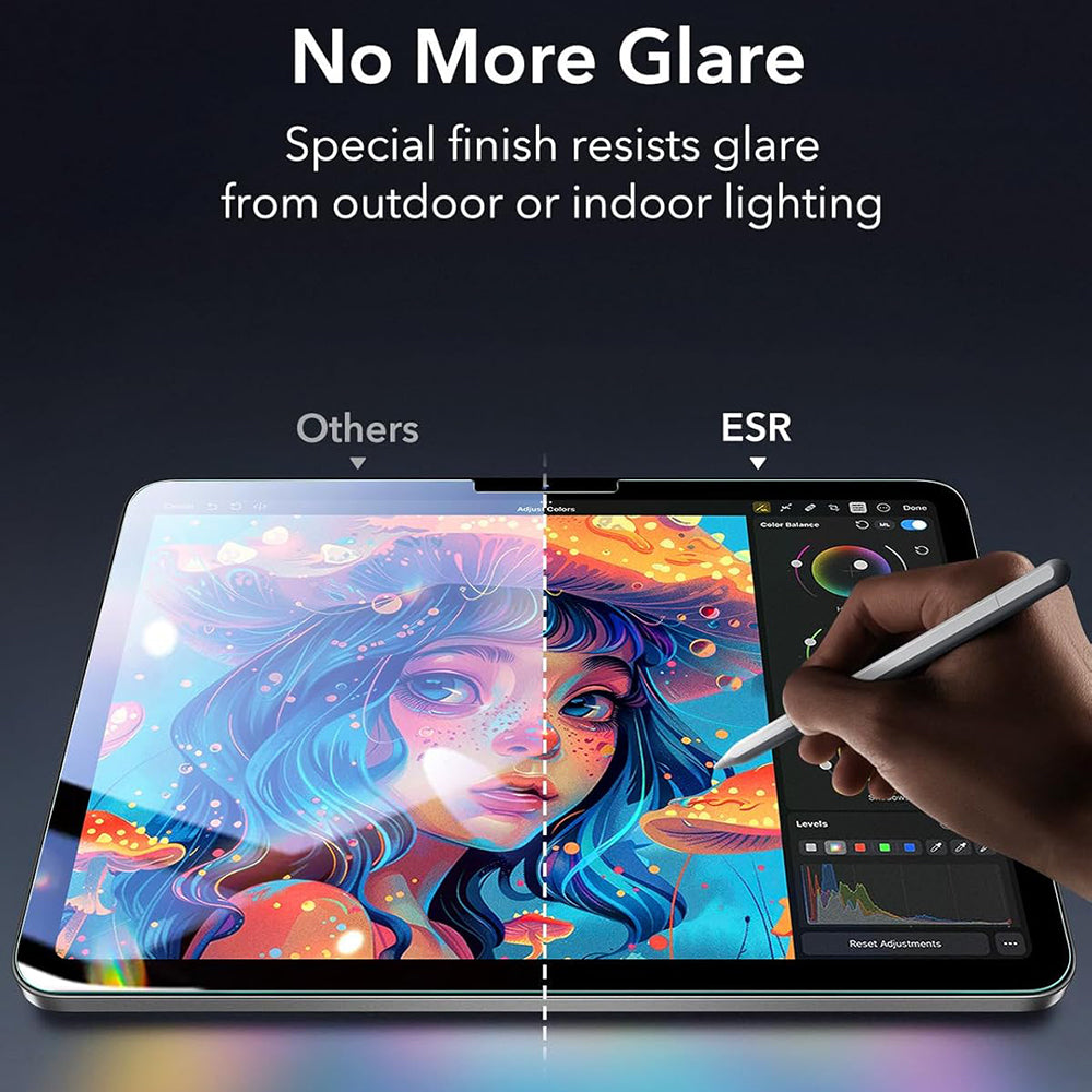 Ochranná fólia na displej ESR Armorite Paper Feel UltraFit pre Apple iPad (2025) / (2022), Tvrdené sklo, Full Glue, Sada 2 kusy