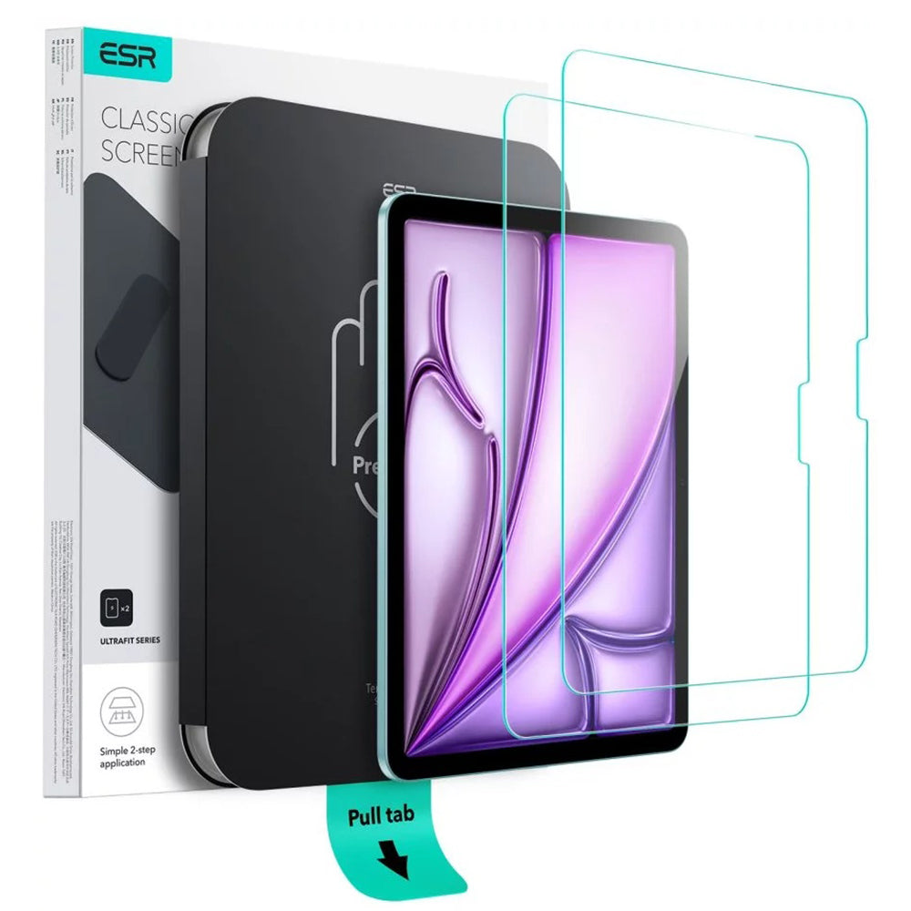 Ochranná fólia na obrazovku ESR UltraFit pre Apple iPad Air 11 (2026) / Air 11 (2025), tvrdené sklo, plné lepidlo, sada 2 kusy