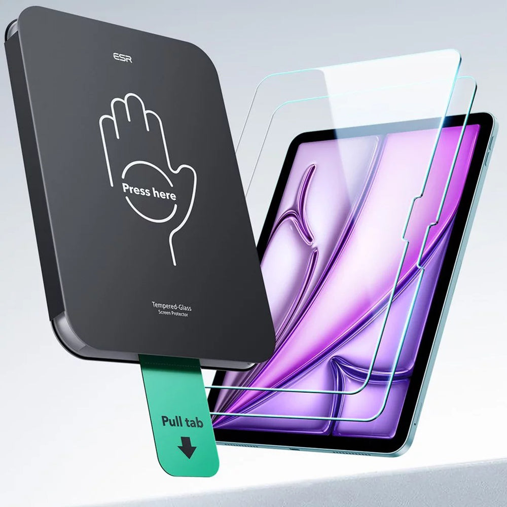 Ochranná fólia na obrazovku ESR UltraFit pre Apple iPad Air 13 (2026) / Pro 13 (2025), tvrdené sklo, plné lepidlo, sada 2 kusy