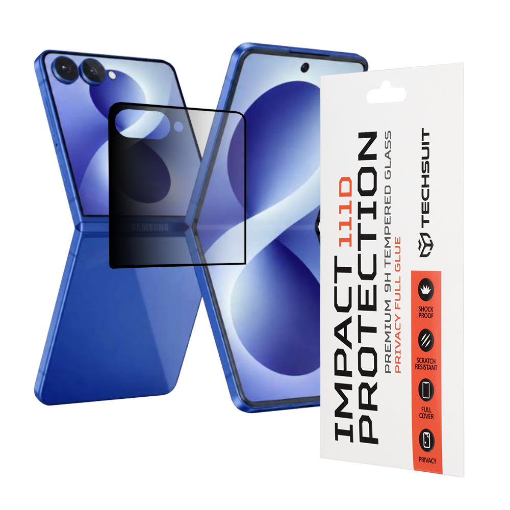 Ochranná fólia na vonkajší displej Privacy Techsuit pre Samsung Galaxy Z Flip8 F776, tvrdené sklo, plné lepidlo, 111D