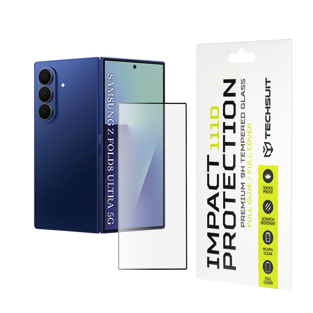 Ochranná fólia na vonkajší displej Techsuit pre Samsung Galaxy Z Fold8 Ultra F976, tvrdené sklo, plné lepidlo, 111D, čierna