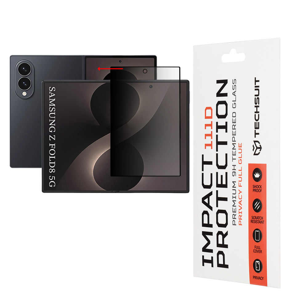 Ochranná fólia na vnútornú obrazovku Privacy Techsuit pre Samsung Galaxy Z Fold8 F976, tvrdené sklo, plné lepidlo, 111D