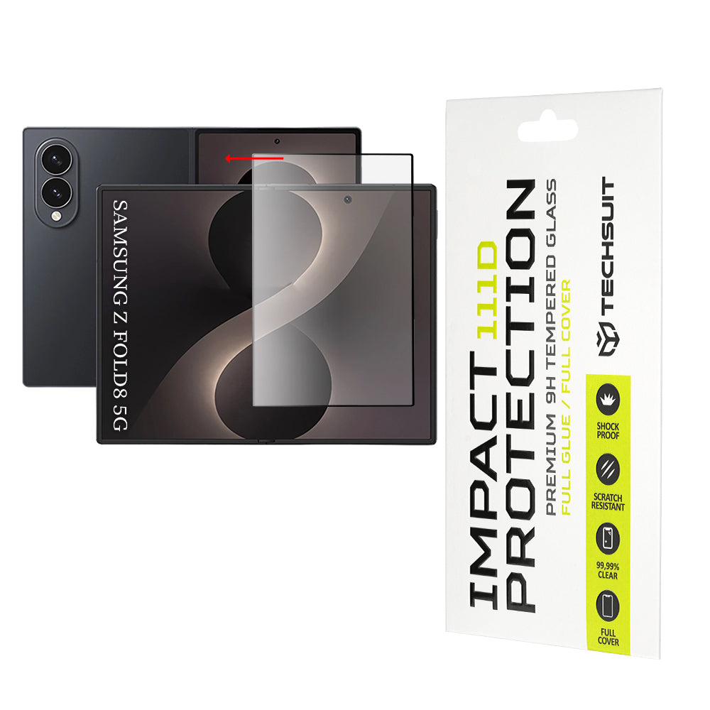 Ochranná fólia na vnútornú obrazovku Techsuit pre Samsung Galaxy Z Fold8 F976, tvrdené sklo, plné lepidlo, 111D, čierna