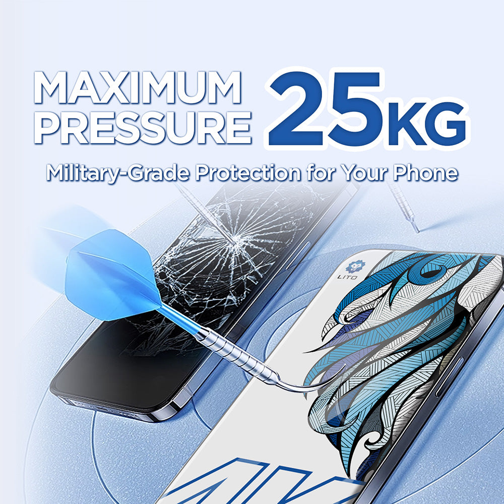 Lito D+ Max 4K Screen Protector for Apple iPhone 17 Pro, Tempered Glass, Full Glue, Black