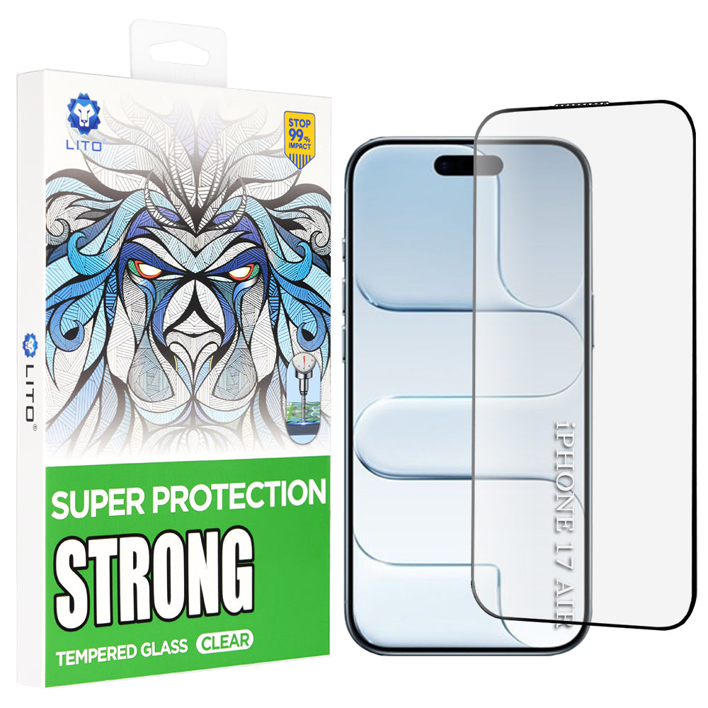 Ochranná fólia na displej Lito D+ Max Strong pre Apple iPhone 17 Air, Tvrdené sklo, Full Glue, Čierna