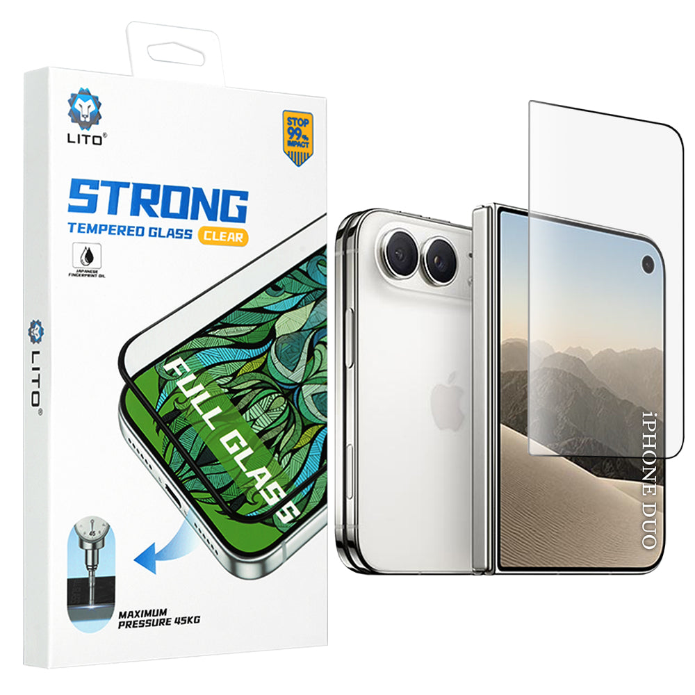 Ochranná fólia na vonkajší displej Lito D+ Max Strong pre Apple iPhone Duo, tvrdené sklo, plné lepidlo, čierna