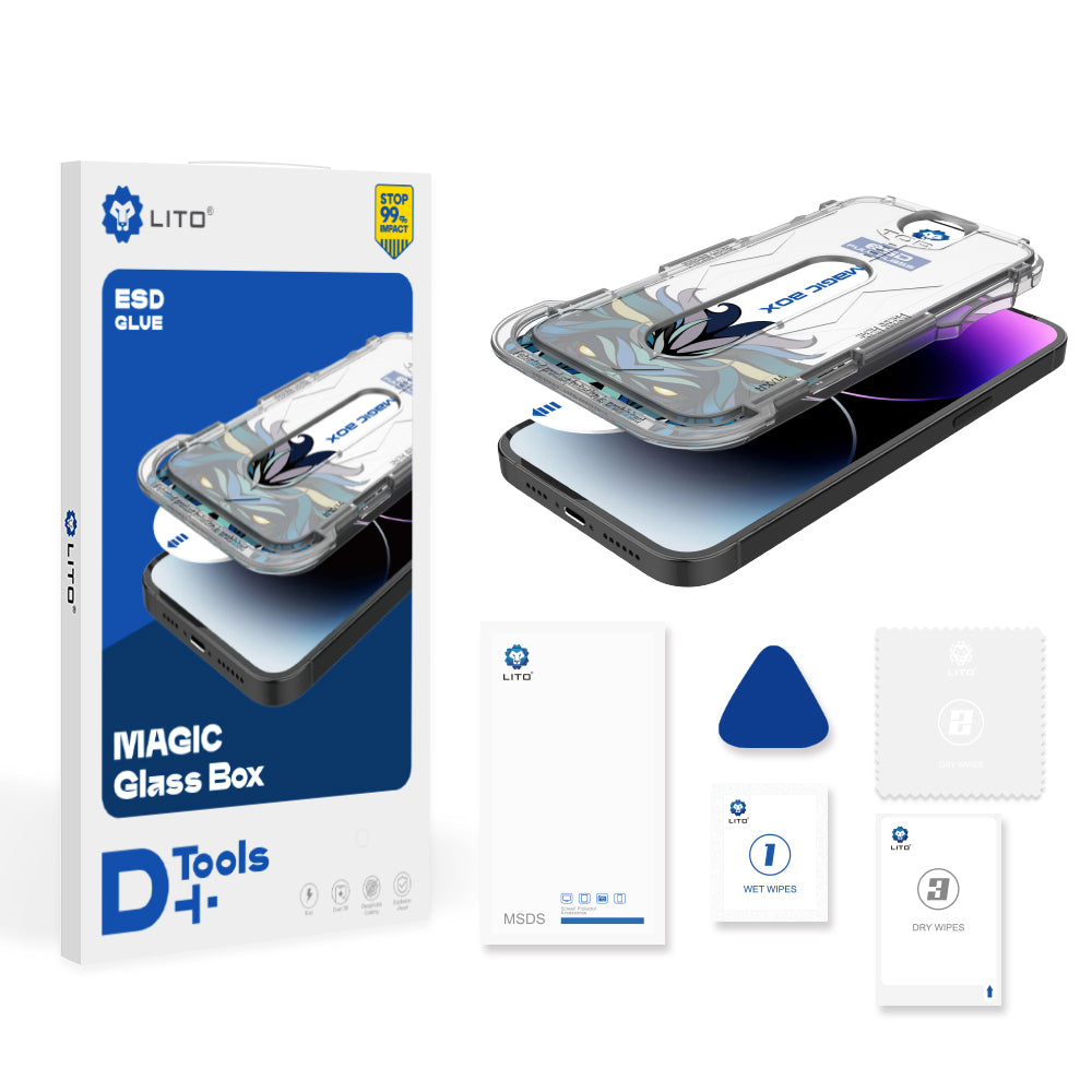 Ochranná fólia na displej Lito Magic Glass Box D+ Tools pre Apple iPhone 16, tvrdené sklo, plné lepidlo
