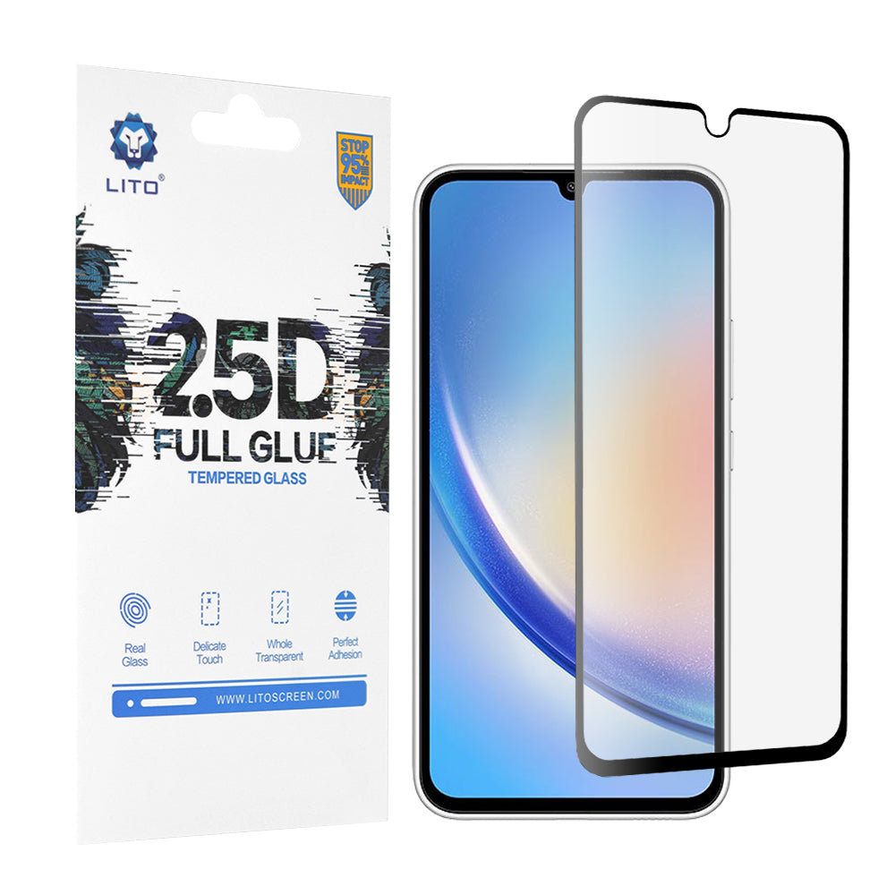 Ochranná fólia na displej Lito pre Samsung Galaxy A34 A346, tvrdené sklo, plné lepidlo, 2.5D, čierna