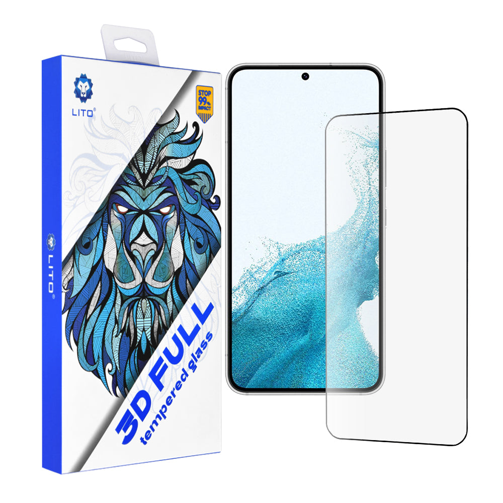 Ochranná fólia na displej Lito pre Samsung Galaxy S23 S911 / S22 5G S901, tvrdené sklo, plné lepidlo, 3D, čierna