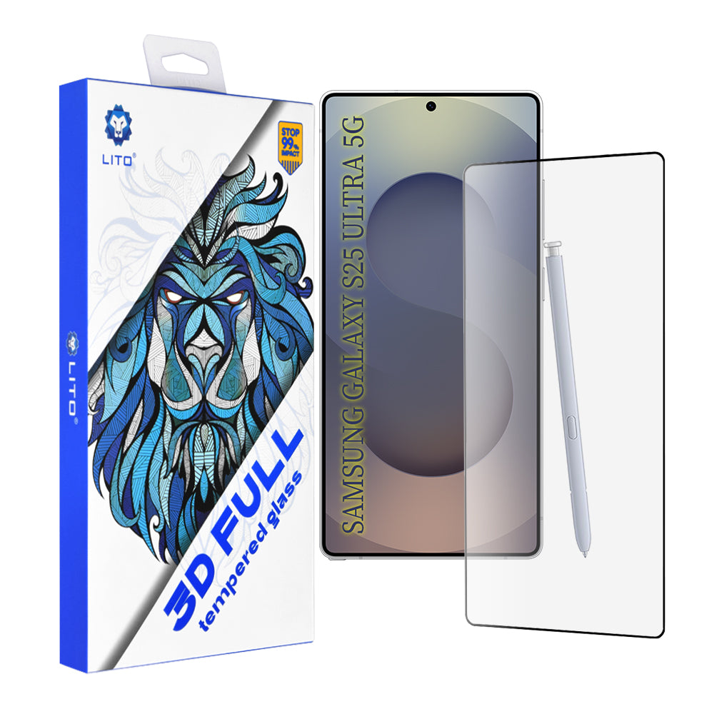 Ochranná fólia na displej Lito pre Samsung Galaxy S25 Ultra S938, tvrdené sklo, plné lepidlo, 3D, čierna