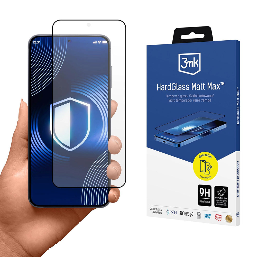 Ochranná fólia Matte 3MK Max pre Samsung Galaxy S26 Plus S947, Tvrdené sklo, Full Glue, Čierna