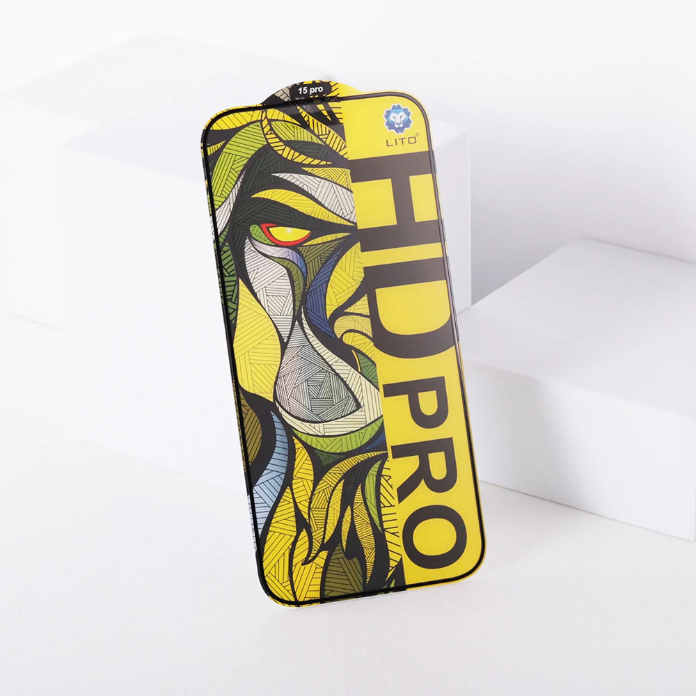 Matná ochranná fólia na displej Lito HD Pro pre Apple iPhone 16 Plus, tvrdené sklo, plné lepenie, čierna