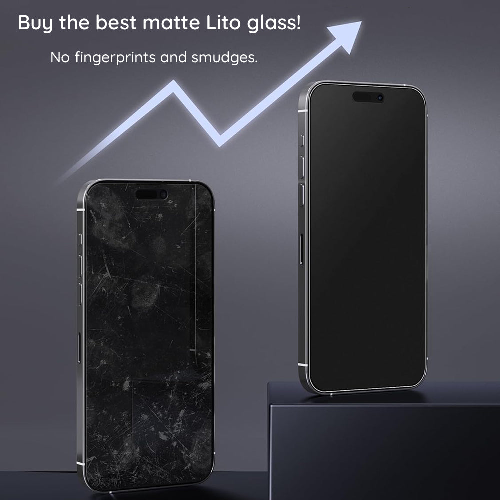Matná ochranná fólia na displej Lito HD Pro pre Apple iPhone 16 Plus, tvrdené sklo, plné lepenie, čierna
