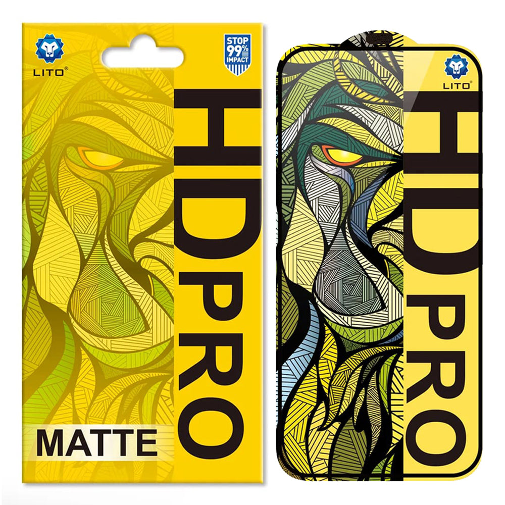 Matná ochranná fólia na displej Lito HD Pro pre Apple iPhone 16 Pro Max, tvrdené sklo, plné lepidlo, čierna
