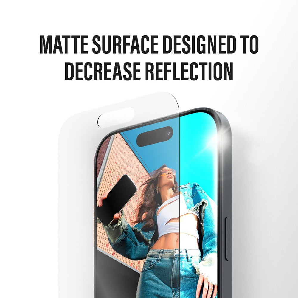 Ochranná fólia Matte PanzerGlass Armor EasyAligner pre Apple iPhone 17 / 16 Pro, Kalené sklo, Full Glue