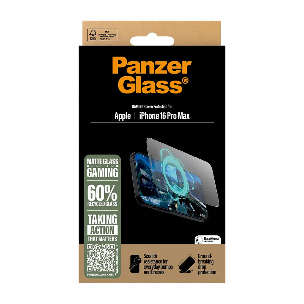 Ochranná fólia na displej Matte PanzerGlass Ultra-Wide Fit Gaming pre Apple iPhone 16 Pro Max, Tvrdené sklo, Full Glue, Čierna