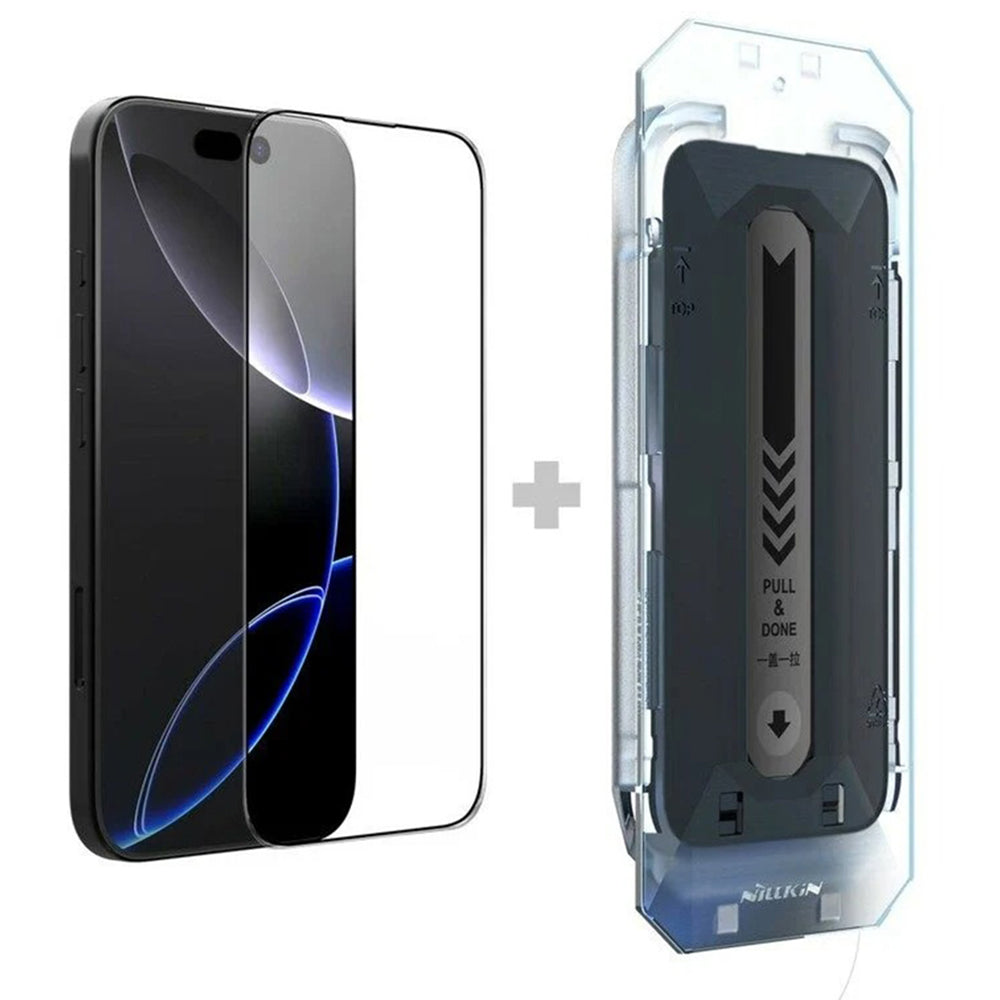 Ochranná fólia na displej Nillkin CP+ Pro s aplikátorom pre Apple iPhone 16 Pro Max, tvrdené sklo, plné lepidlo, čierna