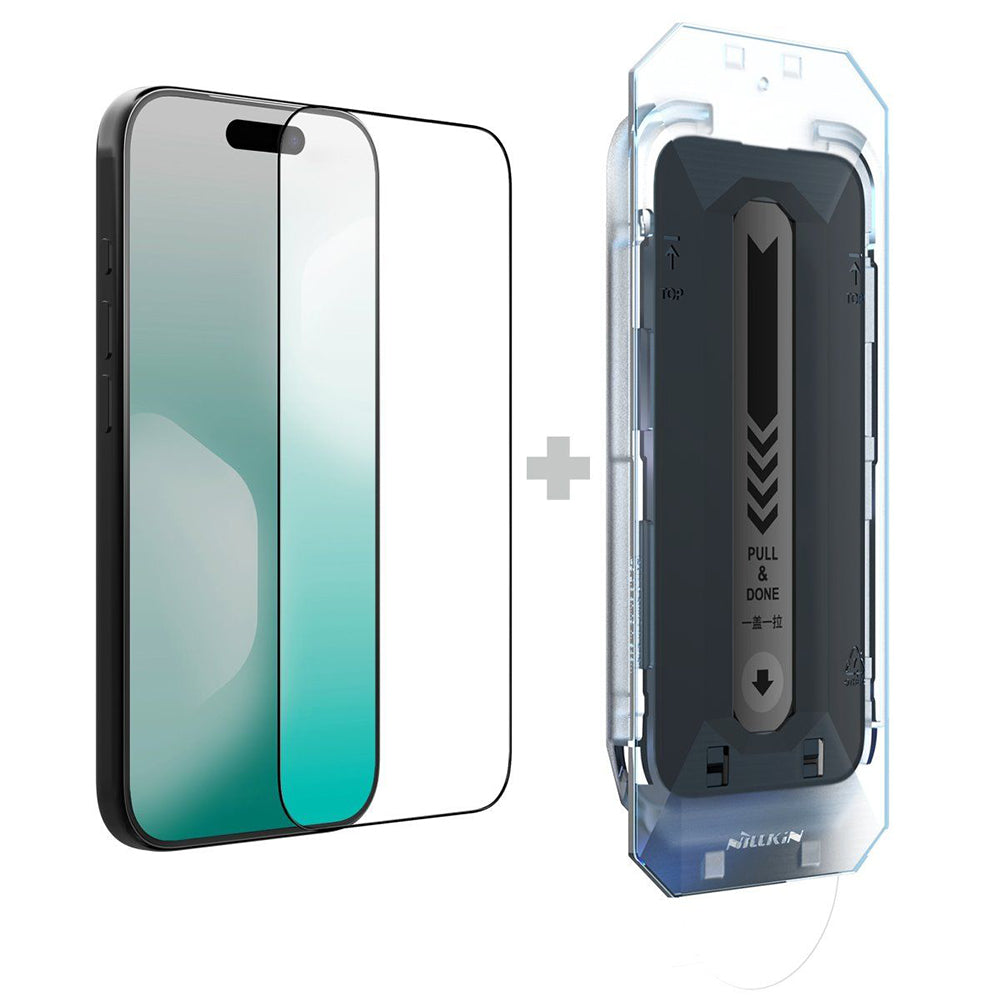 Ochranná fólia na displej Nillkin CP+ Pro s aplikátorom pre Apple iPhone 17, tvrdené sklo, plné lepidlo, čierna