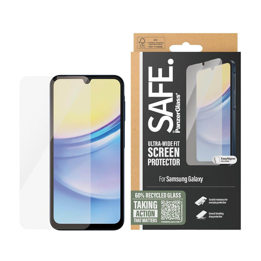 Ochranná fólia na displej PanzerGlass Safe. Ultra-Wide Fit pre Samsung Galaxy A16 5G A166 / A16 4G A165, Tvrdené sklo, Full Glue.