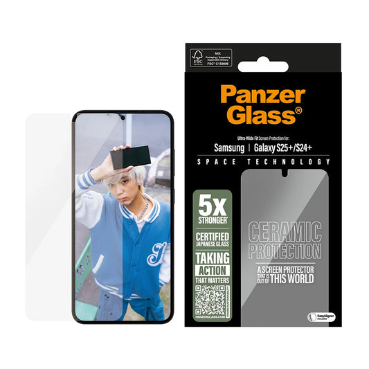 Ochranná fólia na displej PanzerGlass Ultra-Wide Ceramic EasyAligner pre Samsung Galaxy S25+ S936 / S24+ S926, Kalené sklo, Full Glue