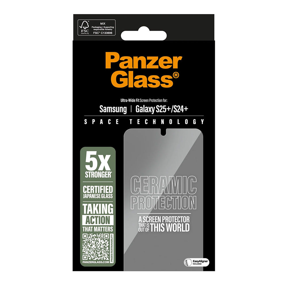 Ochranná fólia na displej PanzerGlass Ultra-Wide Ceramic EasyAligner pre Samsung Galaxy S25+ S936 / S24+ S926, Kalené sklo, Full Glue