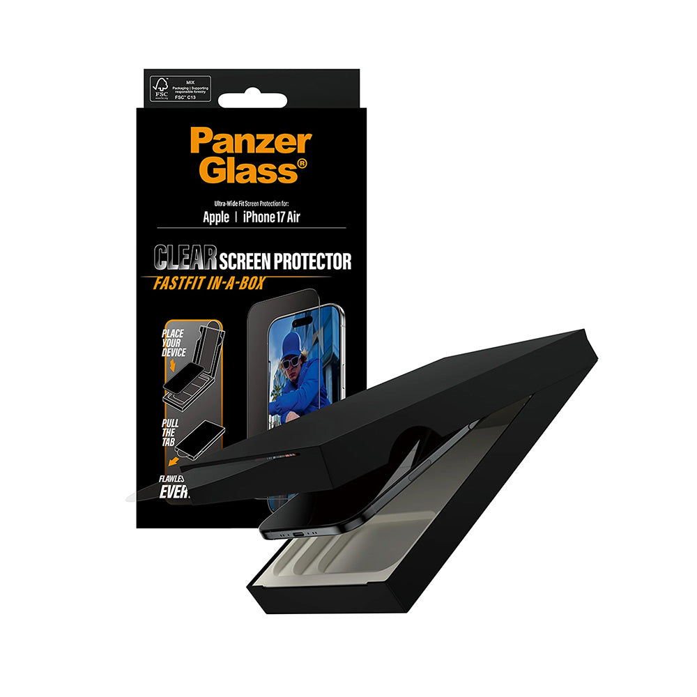 Ochranná fólia na displej PanzerGlass Ultra-Wide Fit Fastfit pre Apple iPhone 17 Air, Kalené sklo, Full Glue, Čierna