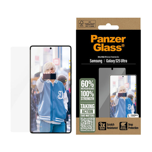 Ochranná fólia na displej PanzerGlass Ultra-Wide Fit pre Samsung Galaxy S25 Ultra S938, Kalené sklo, Full Glue