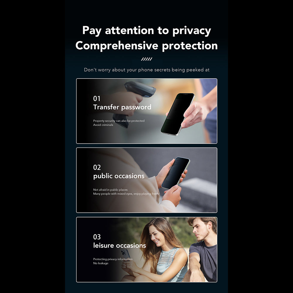 Ochranná fólia na displej Privacy Anank 1X Reinforced 360 pre Apple iPhone 14 Pro, tvrdené sklo, plné lepidlo, 2.5D