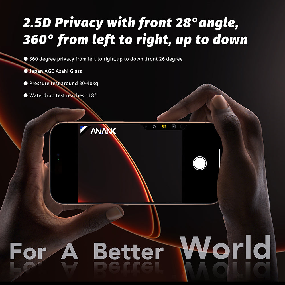 Ochranná fólia na displej Privacy Anank 5X Reinforced 360 pre Apple iPhone 17 Pro, Kalené sklo, Full Glue, 2.5D