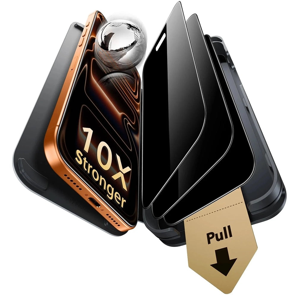 Ochranná fólia na displej Privacy ESR Armorite Pro UltraFit pre Apple iPhone 18 Pro Max, tvrdené sklo, plné lepidlo, sada 3 kusov