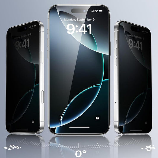 Ochranná fólia Ecran Privacy ESR pre Apple iPhone 17 / 16 Pro, Kalené sklo, Full Glue, Sada 3 kusy