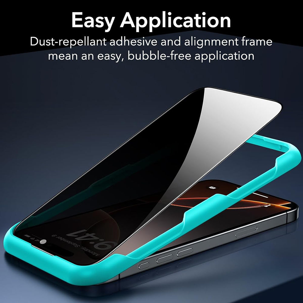 Ochranná fólia Ecran Privacy ESR pre Apple iPhone 17 / 16 Pro, Kalené sklo, Full Glue, Sada 3 kusy