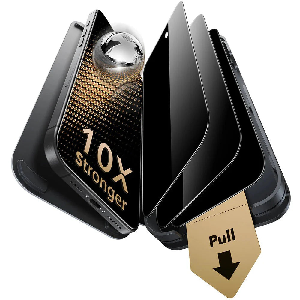 Ochranná fólia Ecran Privacy ESR UltraFit Armorite Pro pre Apple iPhone 17 / 16 Pro, Kalené sklo, Full Glue, Sada 3 kusy