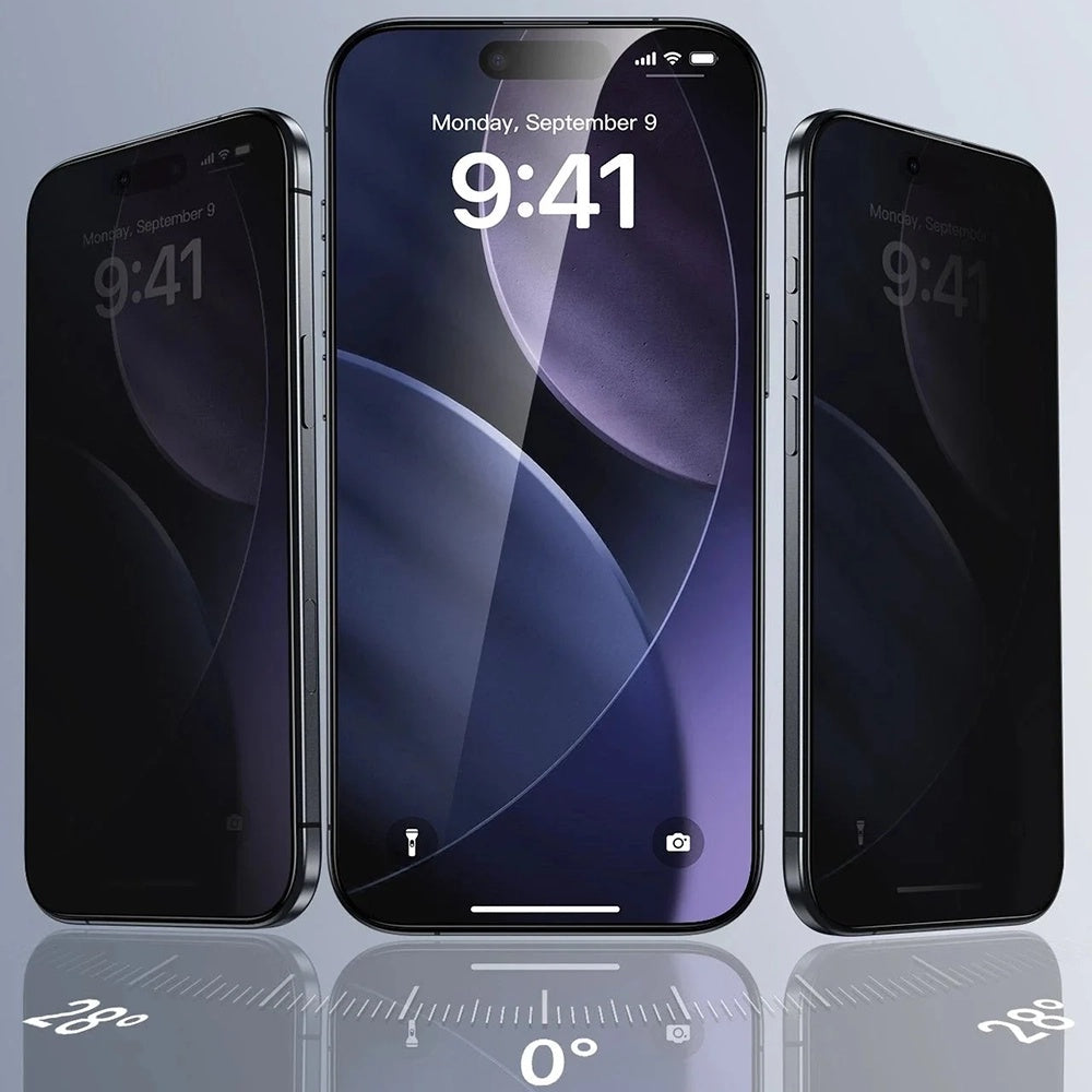 Ochranná fólia Ecran Privacy ESR UltraFit pre Apple iPhone 17 / 16 Pro, Kalené sklo, Full Glue, Sada 3 kusy