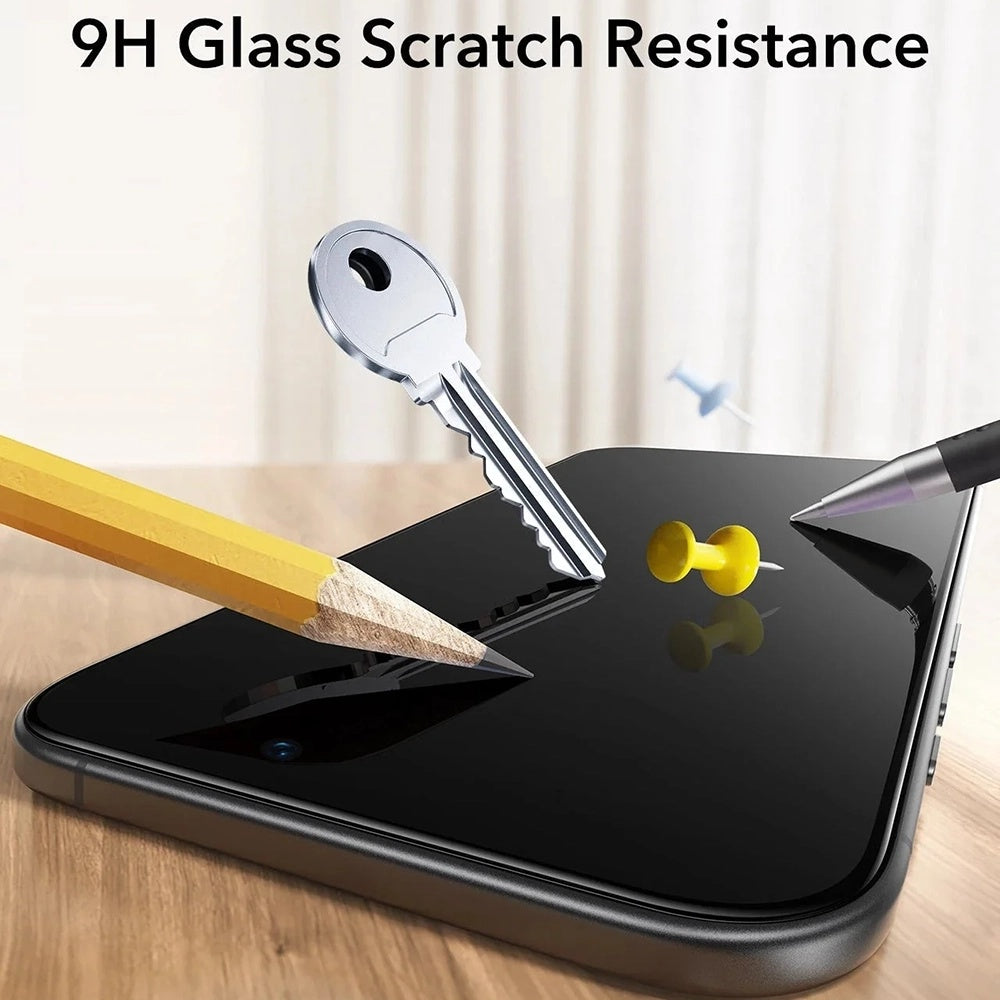Ochranná fólia Ecran Privacy ESR UltraFit pre Apple iPhone 17 / 16 Pro, Kalené sklo, Full Glue, Sada 3 kusy