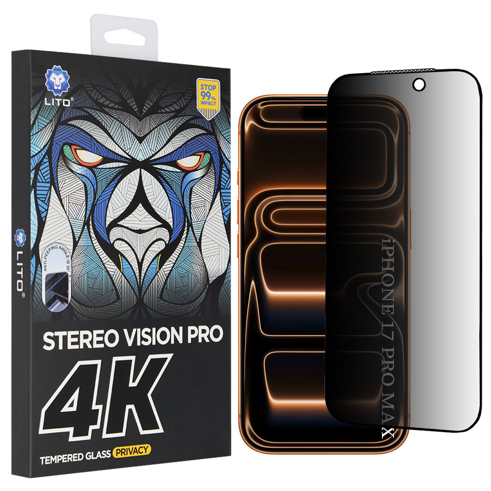 Ochranná fólia Privacy Lito D+ Max 4K pre Apple iPhone 17 Pro Max, Tvrdené sklo, Full Glue