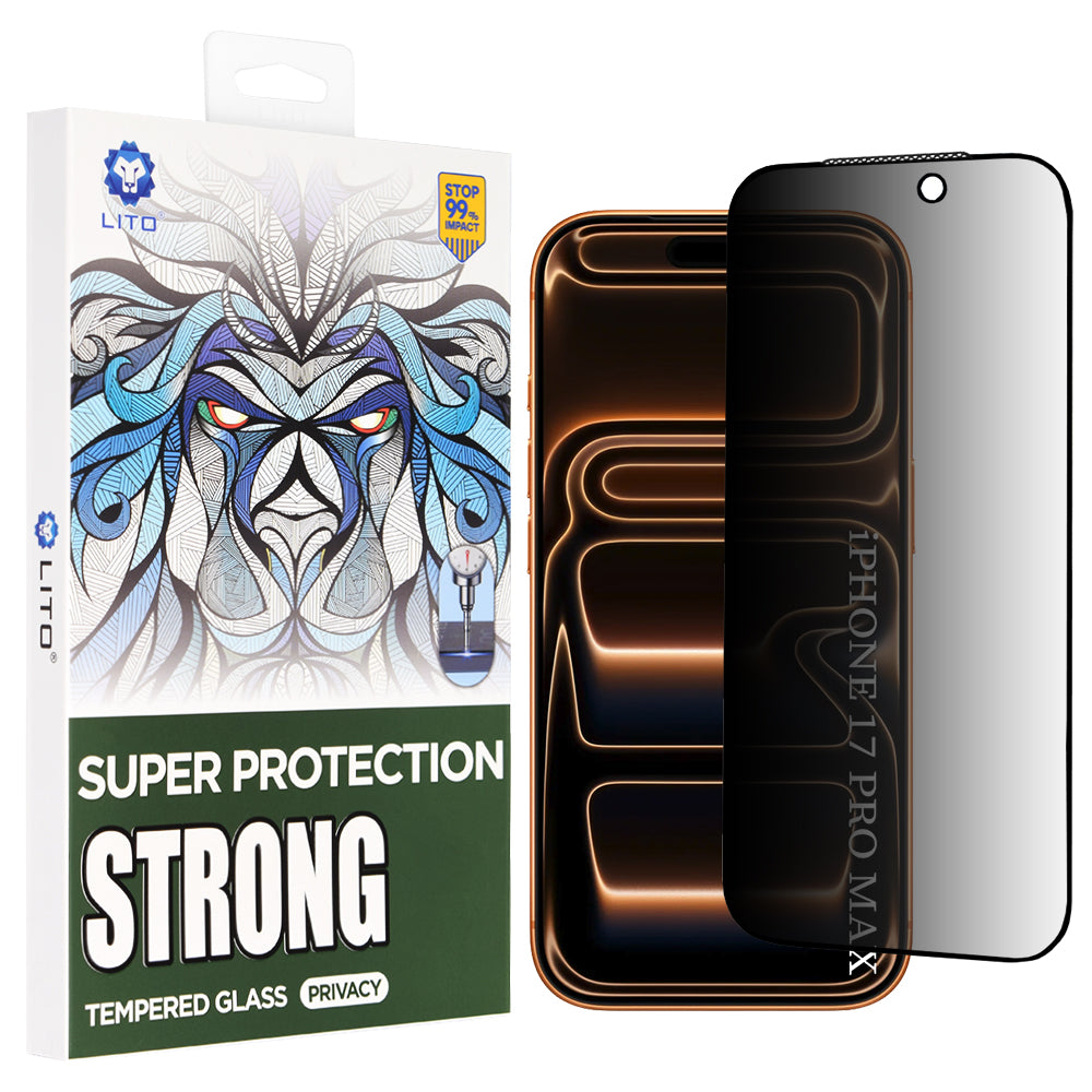 Ochranná fólia na displej Privacy Lito D+ Max Strong pre Apple iPhone 17 Pro Max, Kalené sklo, Full Glue
