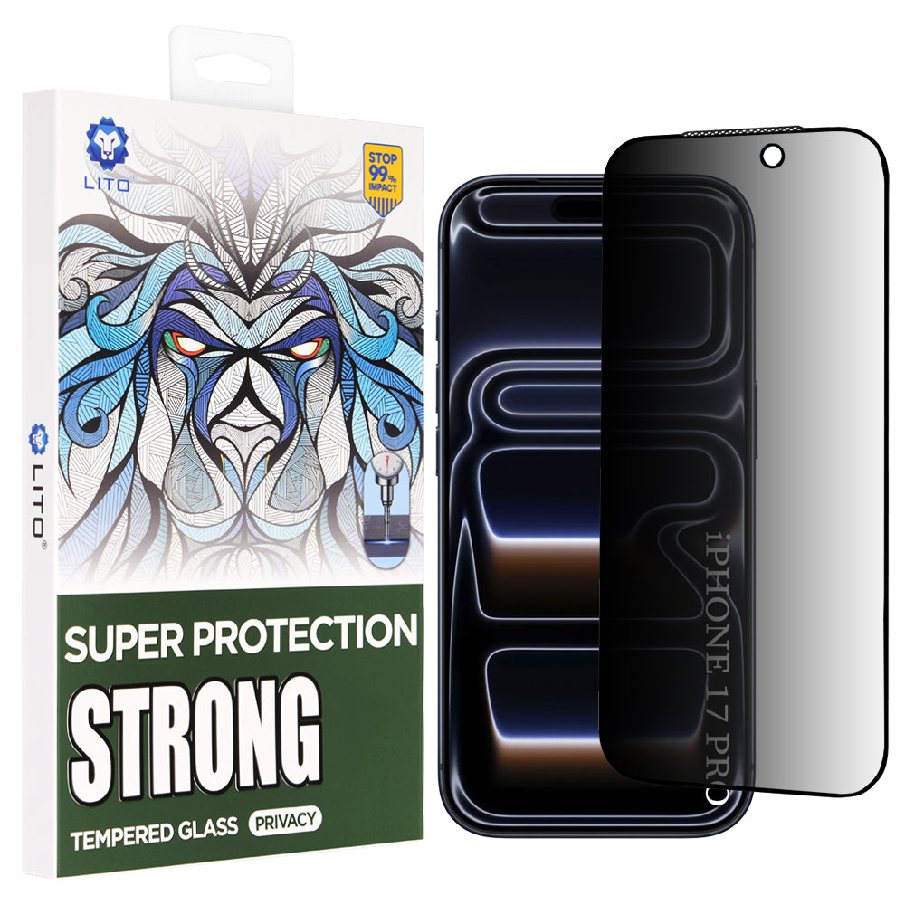 Ochranná fólia na displej Privacy Lito D+ Max Strong pre Apple iPhone 17 Pro, Tvrdené sklo, Full Glue