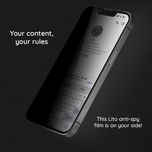 Ochranná fólia na displej Privacy Lito HD Pro pre Apple iPhone 15 Plus, tvrdené sklo, plné lepenie