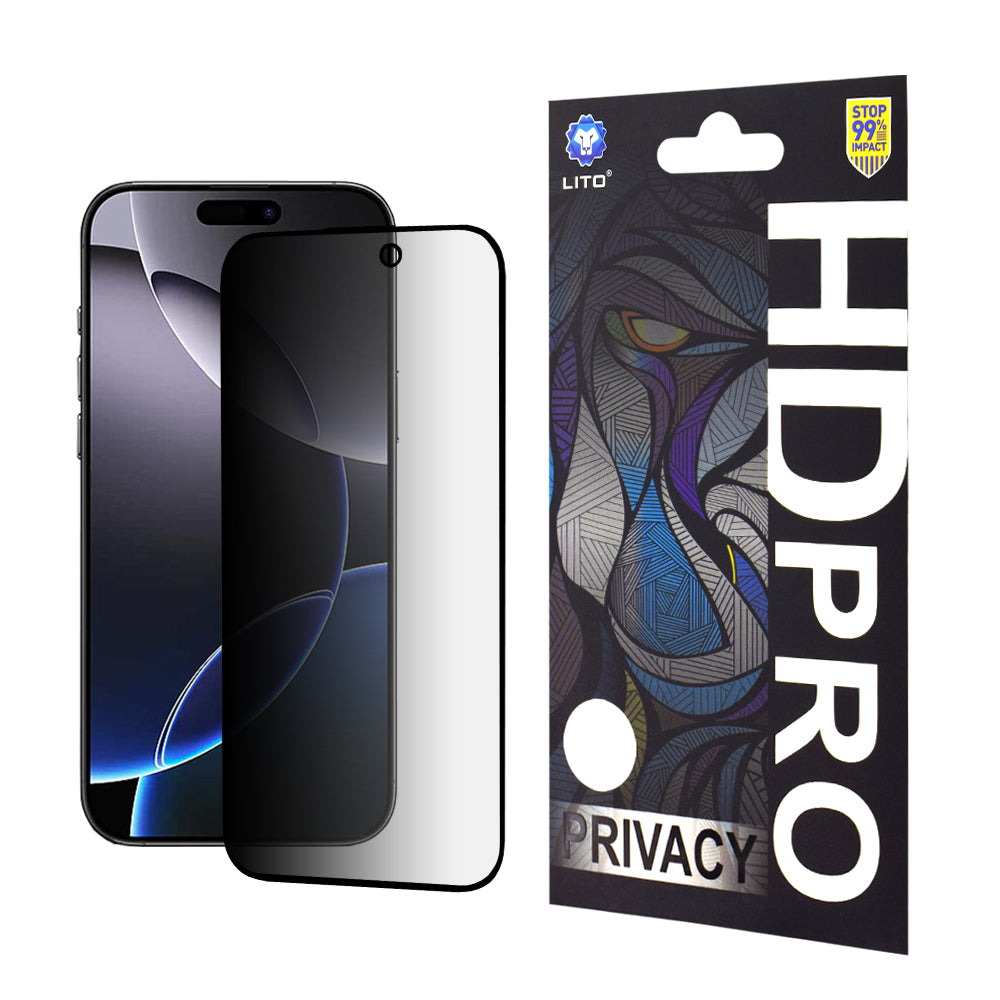 Ochranná fólia na displej Privacy Lito HD Pro pre Apple iPhone 16 Pro Max, tvrdené sklo, plné lepidlo