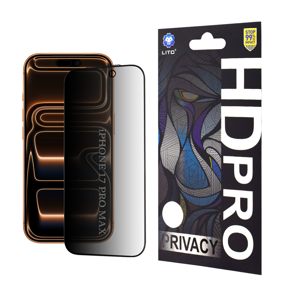Ochranná fólia Privacy Lito HD Pro pre Apple iPhone 17 Pro Max, Kalené sklo, Full Glue